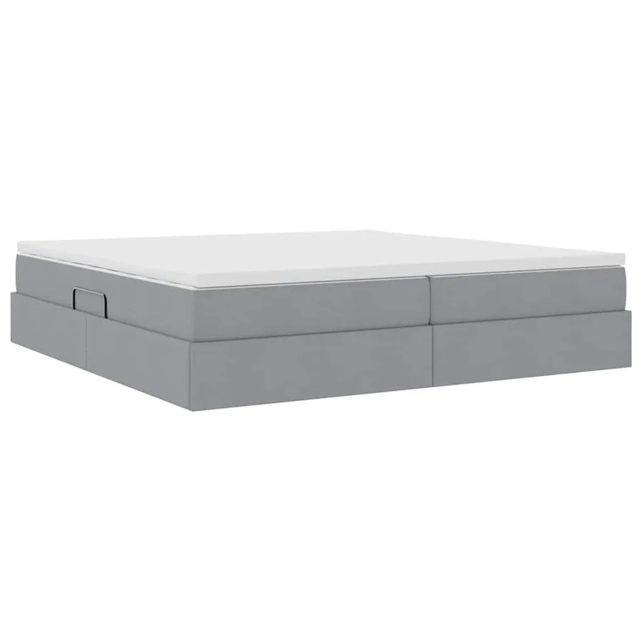 Lit avec rangement et matelas Gris clair 200 x 200 cm Polyester - 5