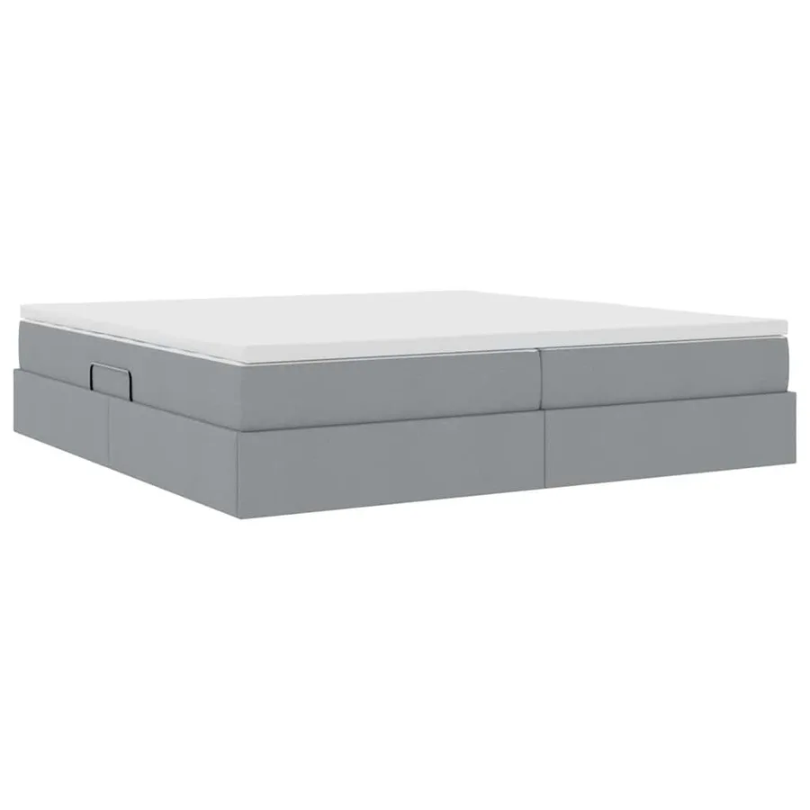 Lit avec rangement et matelas Gris clair 200 x 200 cm Polyester - 9