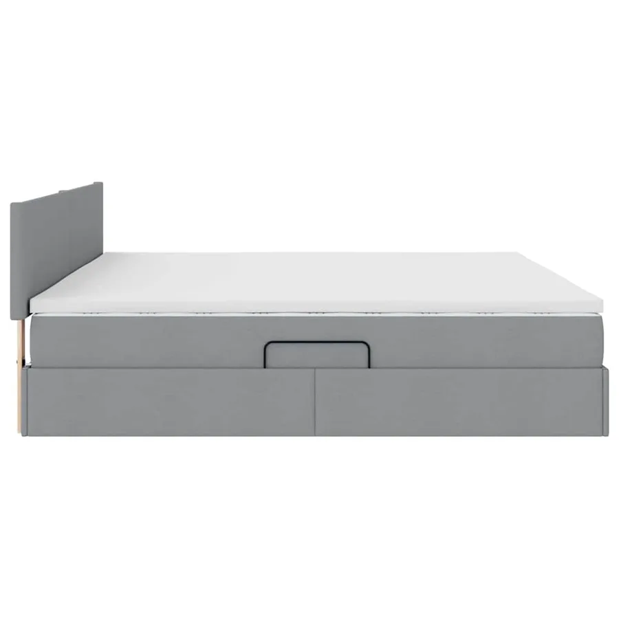 Lit de rangement LED avec matelas Gris clair 200 x 200 cm Tissu - 8