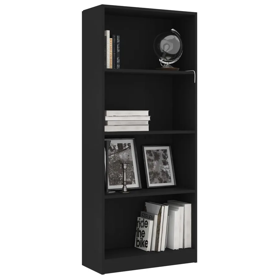 Bibliothèque à 4 niveaux Noir 60x24x142 cm Bois d’ingénierie - 3