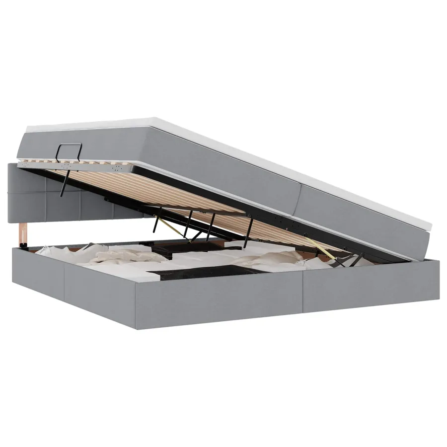 Lit avec rangement et matelas Gris clair 200 x 200 cm - 2
