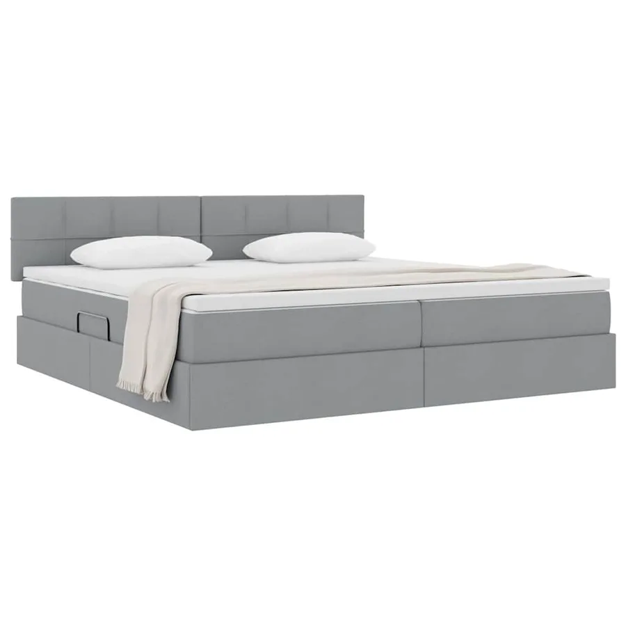 Lit avec rangement et matelas Gris clair 200 x 200 cm - 3