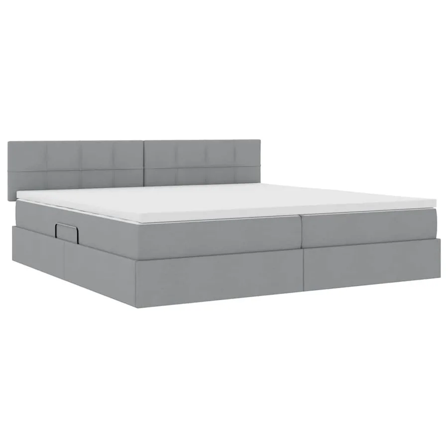 Lit avec rangement et matelas Gris clair 200 x 200 cm - 5
