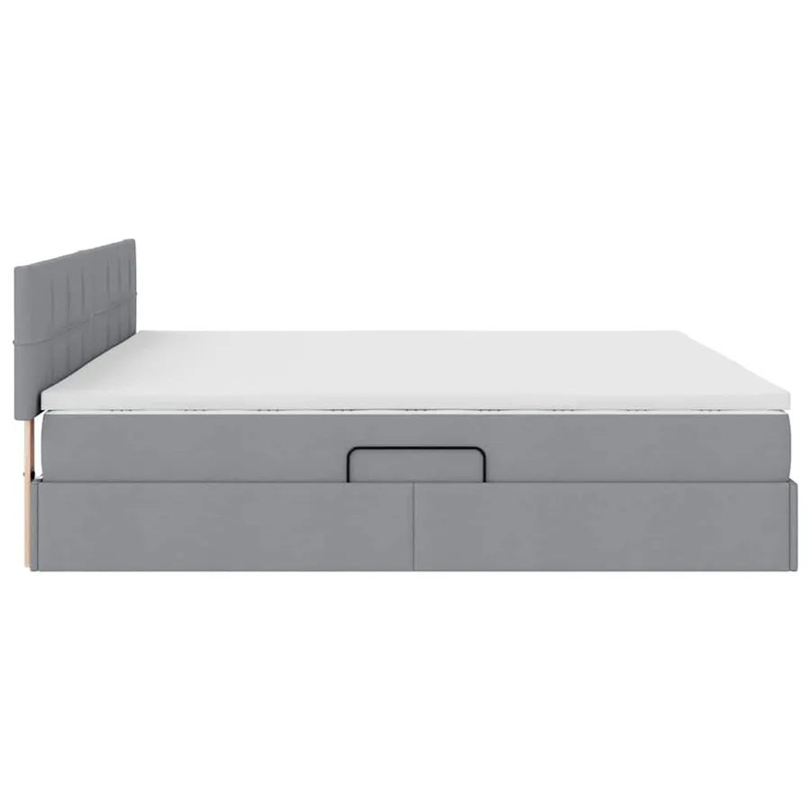 Lit avec rangement et matelas Gris clair 200 x 200 cm - 9