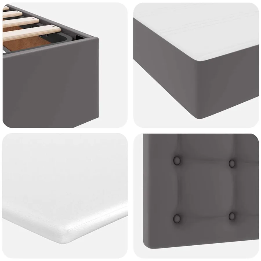 Lit avec rangement et LED Gris 140 x 190 cm Simili cuir - 13