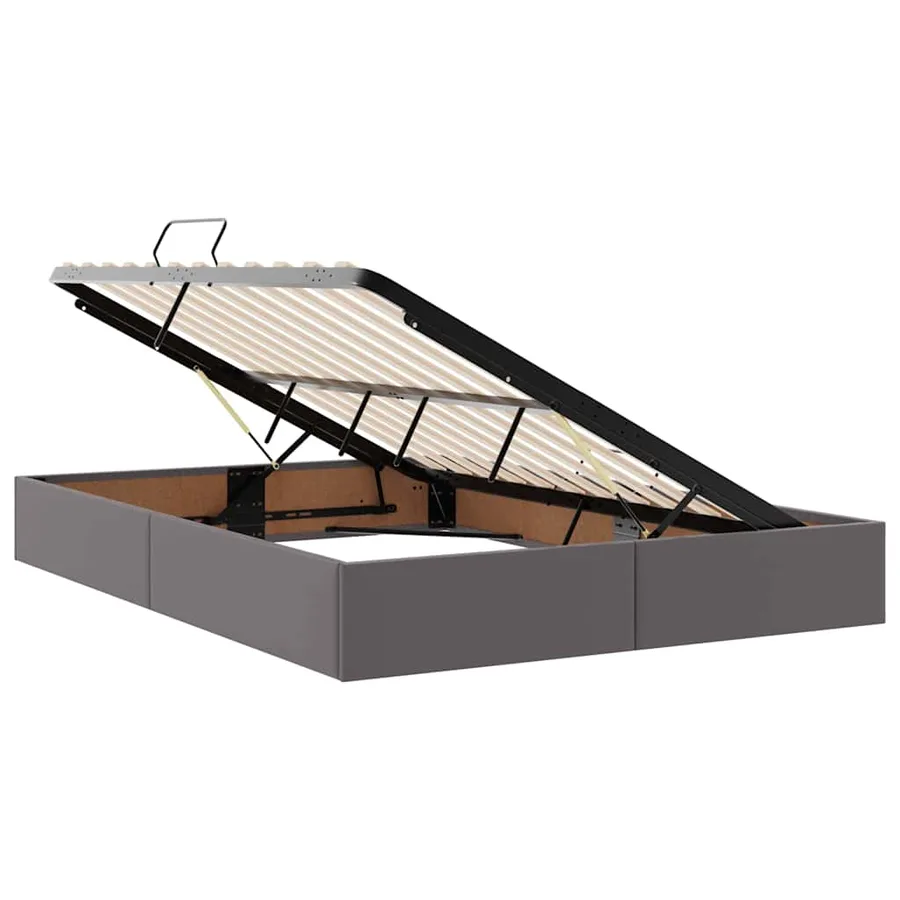 Lit avec rangement et LED Gris 140 x 190 cm Simili cuir - 7