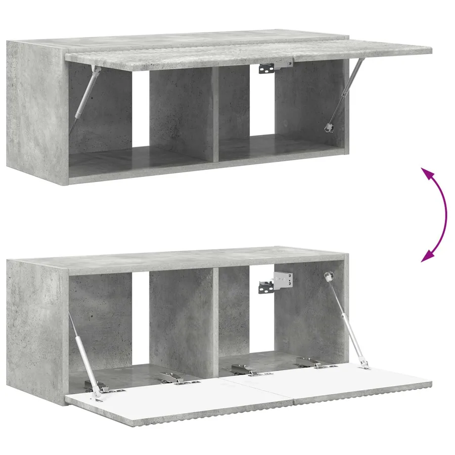 Ensemble de meuble TV mural 4 pcs Gris béton Bois d'ingénierie - 11