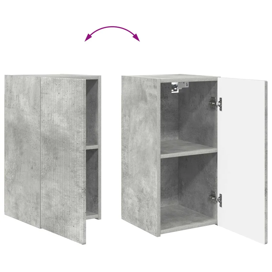 Ensemble de meuble TV mural 4 pcs Gris béton Bois d'ingénierie - 12