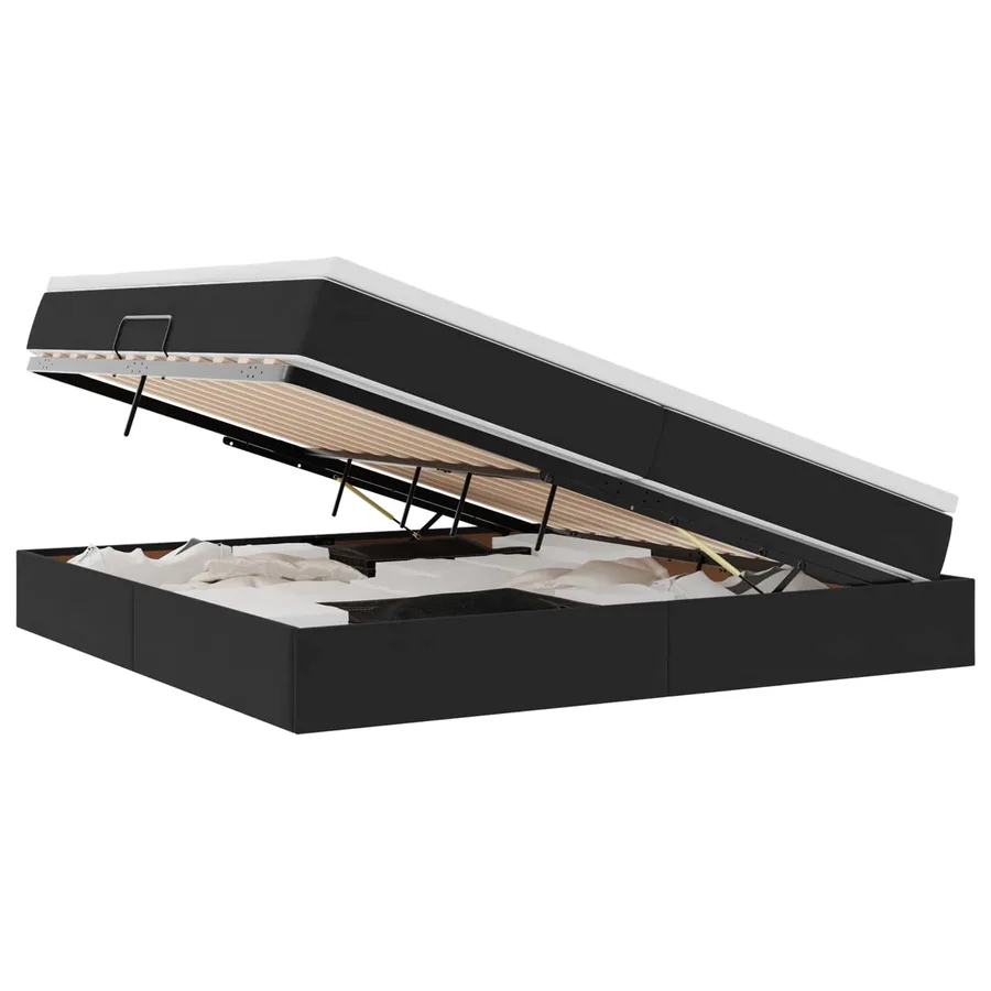 Lit avec rangement et matelas Noir 200 x 200 cm Velours - 2