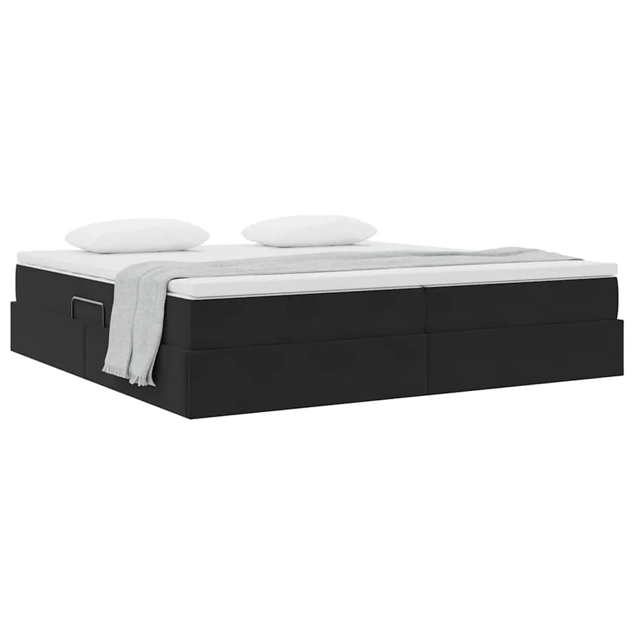 Lit avec rangement et matelas Noir 200 x 200 cm Velours - 3