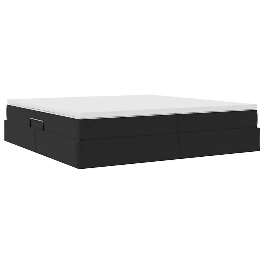 Lit avec rangement et matelas Noir 200 x 200 cm Velours - 5