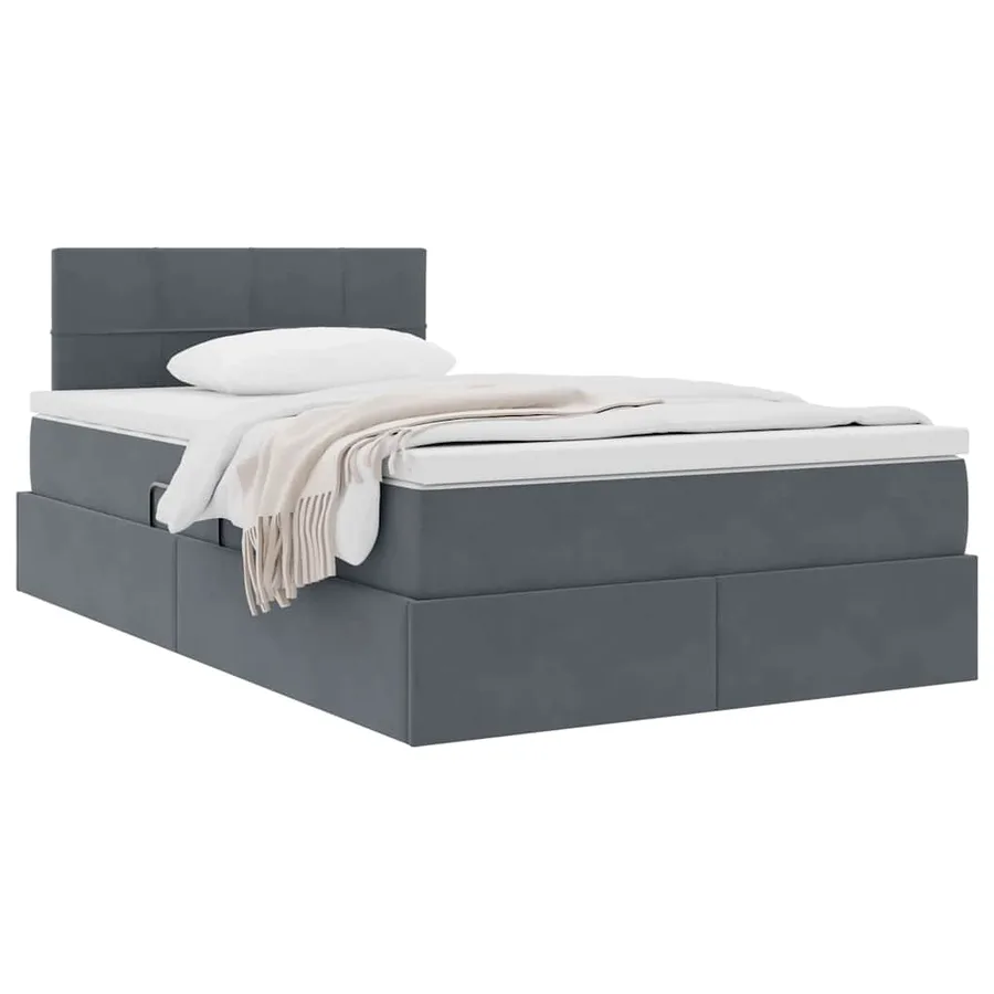Lit de Rangement avec matelas Gris foncé 120 x 200 cm Velours - 3