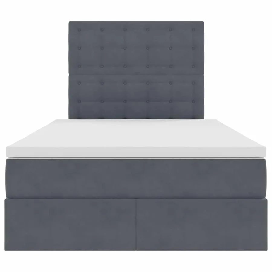 Lit avec rangement et matelas Gris foncé 120 x 200 cm Velours - 7