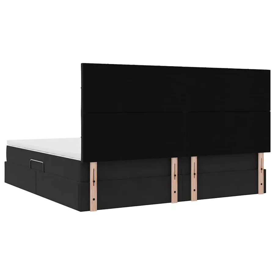 Lit avec rangement et matelas Noir 200 x 200 cm Velours - 11