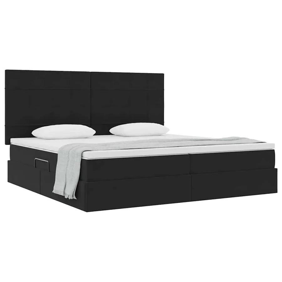 Lit avec rangement et matelas Noir 200 x 200 cm Velours - 3