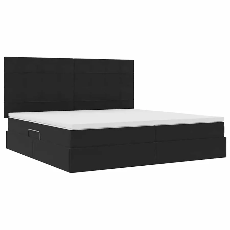 Lit avec rangement et matelas Noir 200 x 200 cm Velours - 5