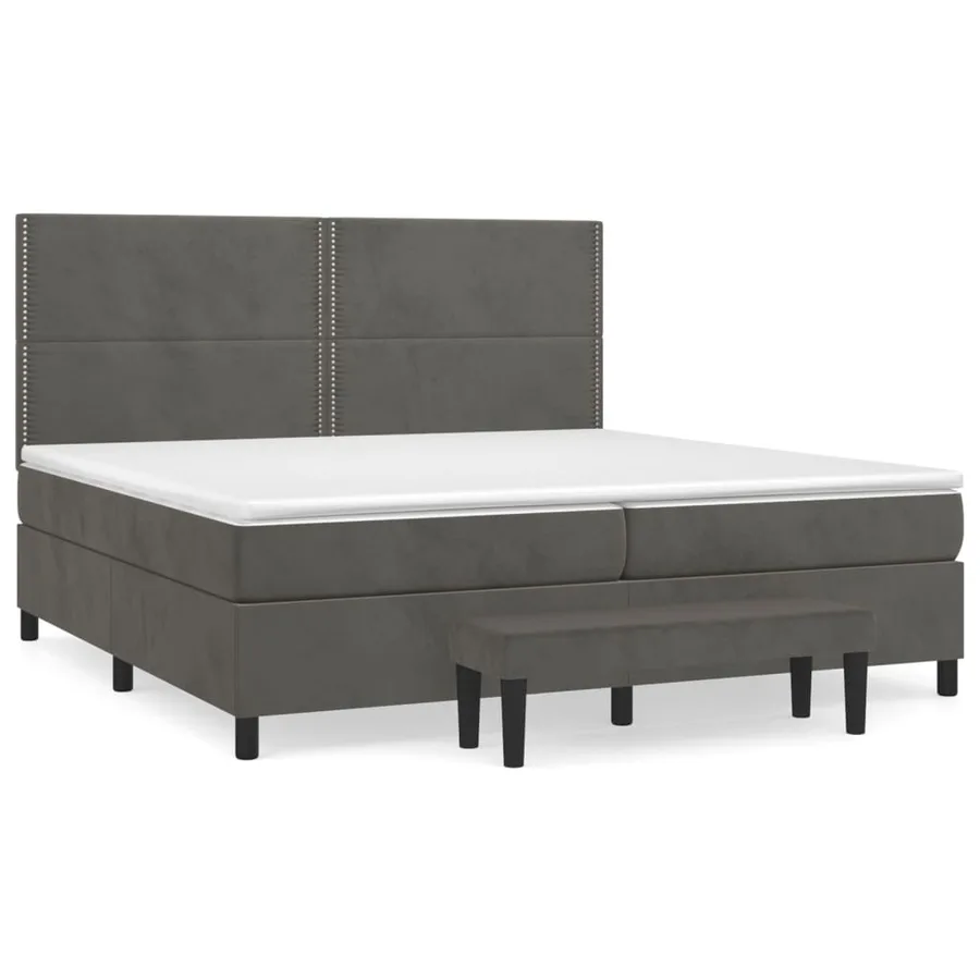 Sommier à lattes de lit et matelas Gris foncé 200x200cm Velours - 2