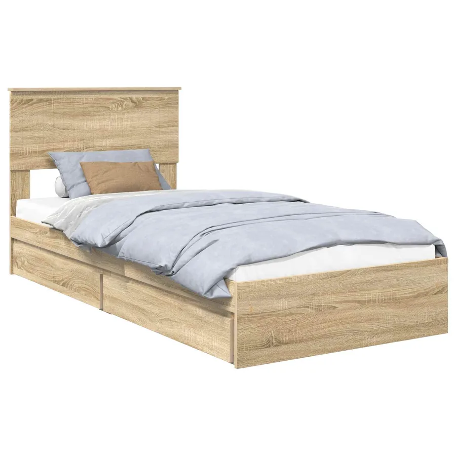 Lit de Rangement Chêne Sonoma 90 x 190 cm Bois d'ingénierie - 2