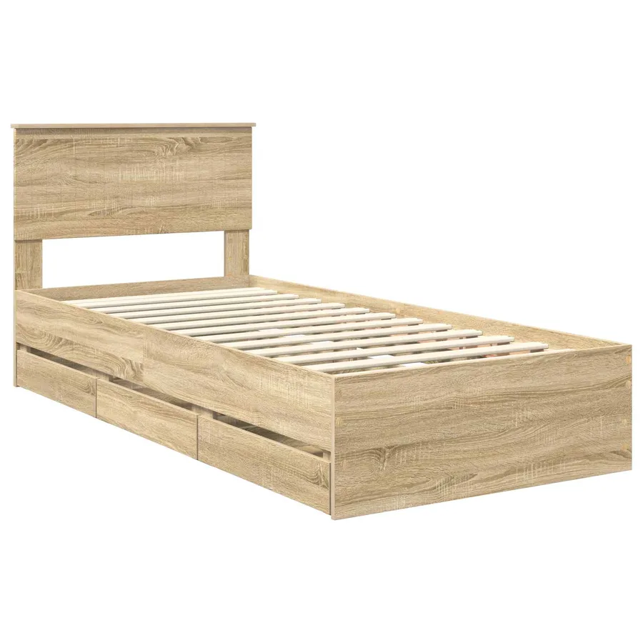 Cadre de lit Chêne Sonoma 90 x 200 cm Bois Ingénierie - 4