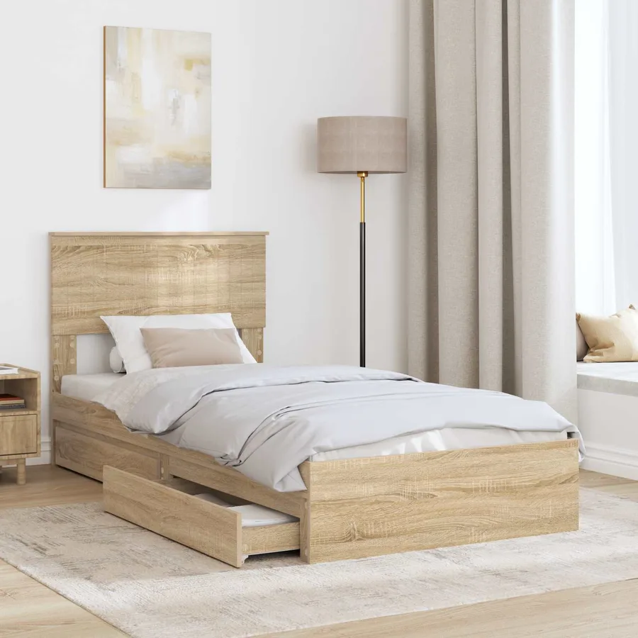 Lit de Rangement Chêne Sonoma 90 x 200 cm Bois d'ingénierie - 3