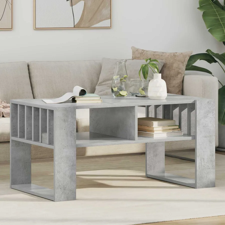 Table basse Gris béton 92 x 49,5 x 45 cm Bois d'ingénierie