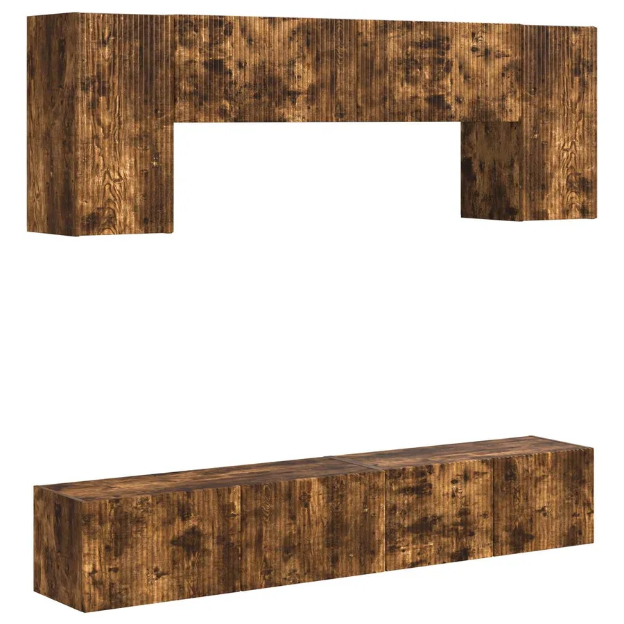 Ensemble meuble TV 4 pcs Chêne fumé Bois d'ingénierie - 2