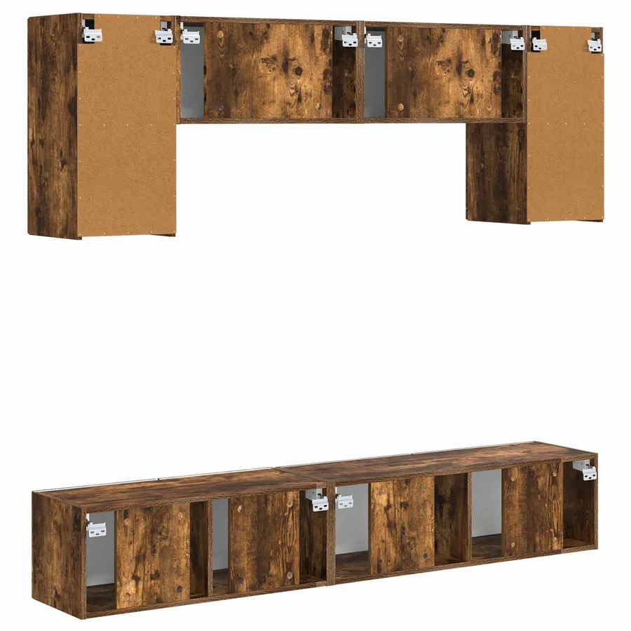 Ensemble meuble TV 4 pcs Chêne fumé Bois d'ingénierie - 8