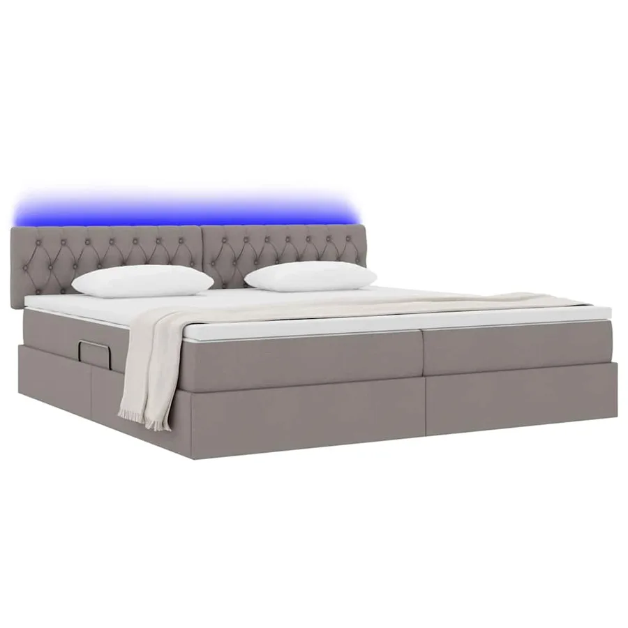 Lit de rangement LED avec matelas Taupe 200 x 200 cm Tissu - 3