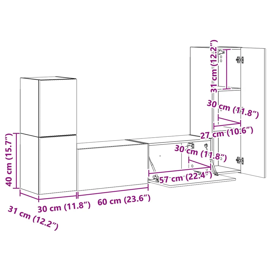 Ensemble meuble TV 4 pcs Chêne fumé Bois d'ingénierie - 16