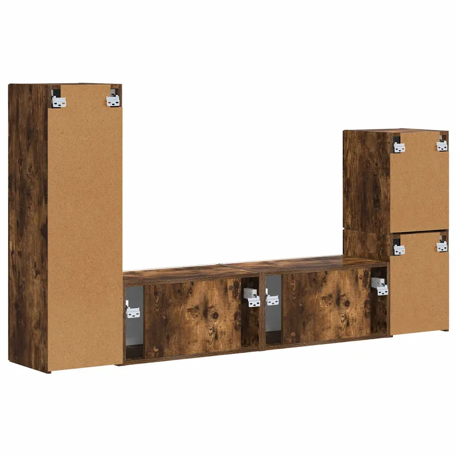 Ensemble meuble TV 4 pcs Chêne fumé Bois d'ingénierie - 9