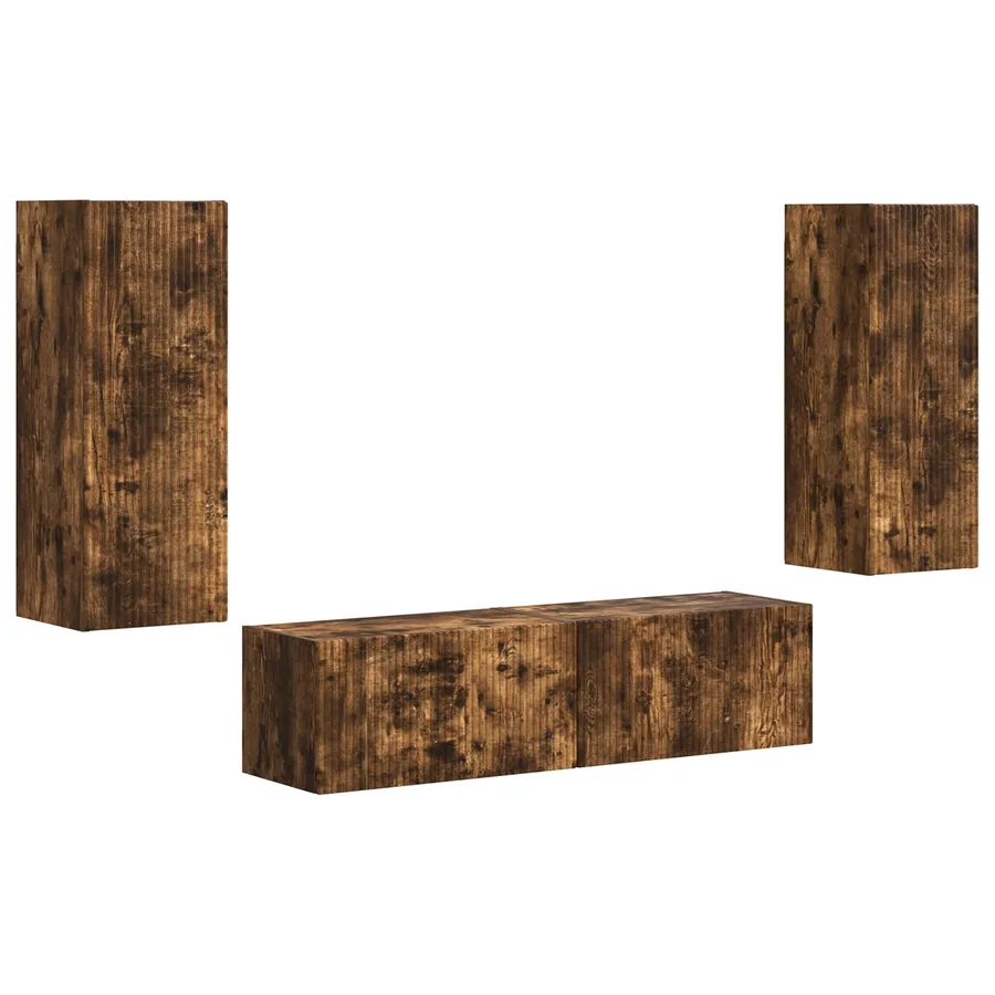 Ensemble meuble TV 2 pcs Chêne fumé Bois d'ingénierie - 2