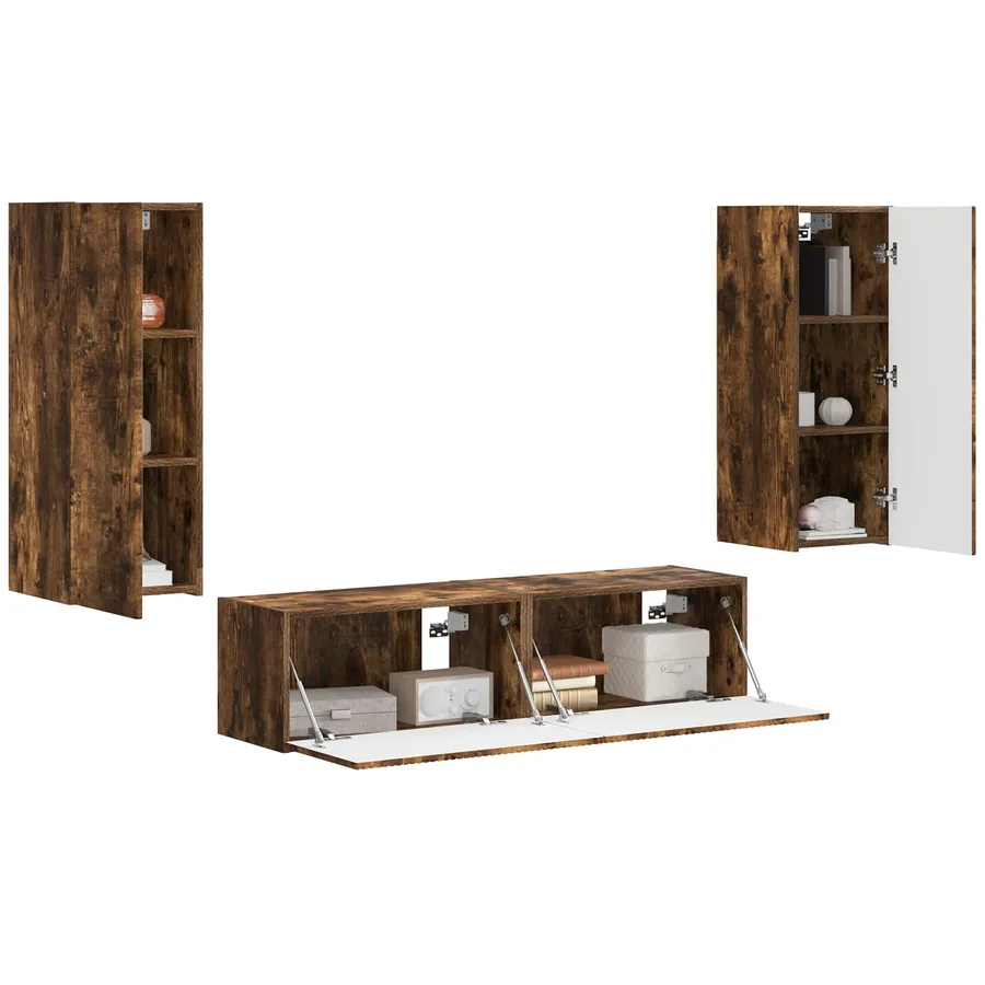 Ensemble meuble TV 2 pcs Chêne fumé Bois d'ingénierie - 3