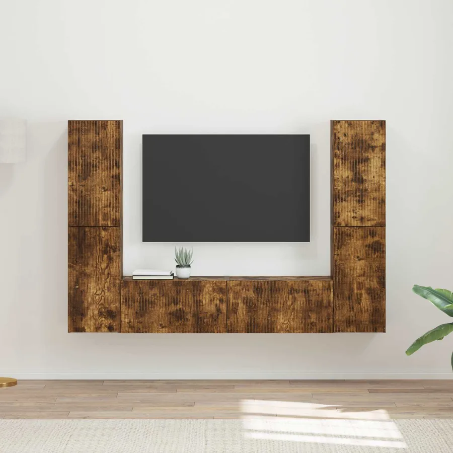 Ensemble meuble TV 6 pcs Chêne fumé Bois d'ingénierie