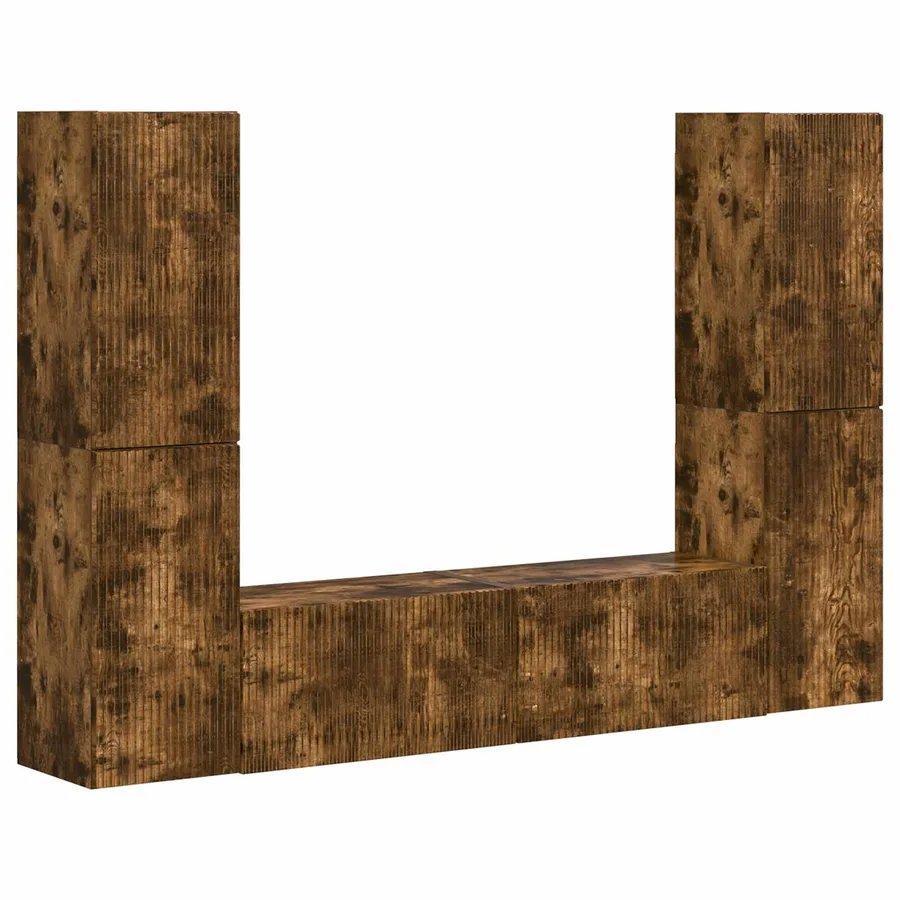 Ensemble meuble TV 6 pcs Chêne fumé Bois d'ingénierie - 2