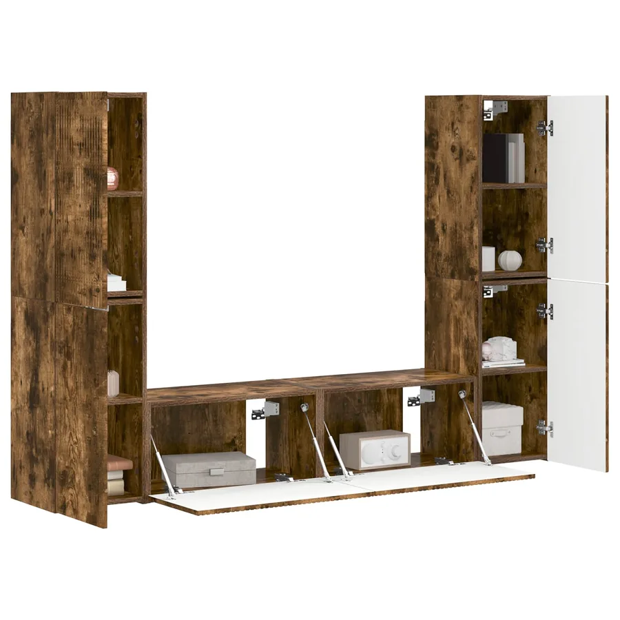 Ensemble meuble TV 6 pcs Chêne fumé Bois d'ingénierie - 3