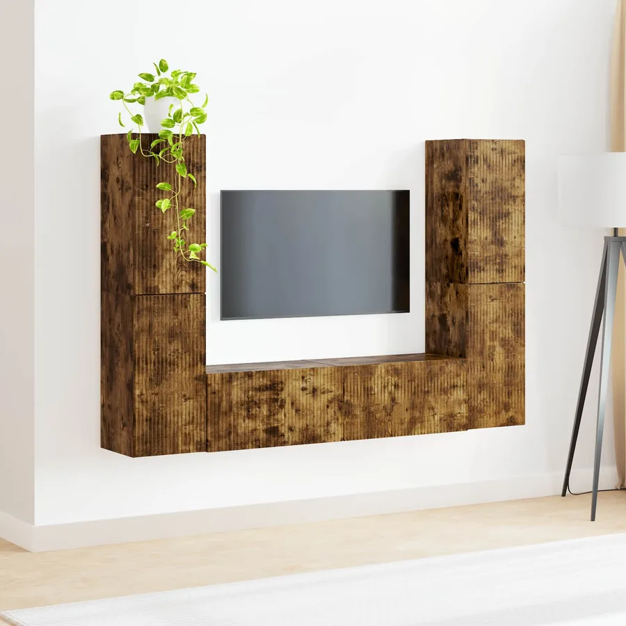 Ensemble meuble TV 6 pcs Chêne fumé Bois d'ingénierie - 4