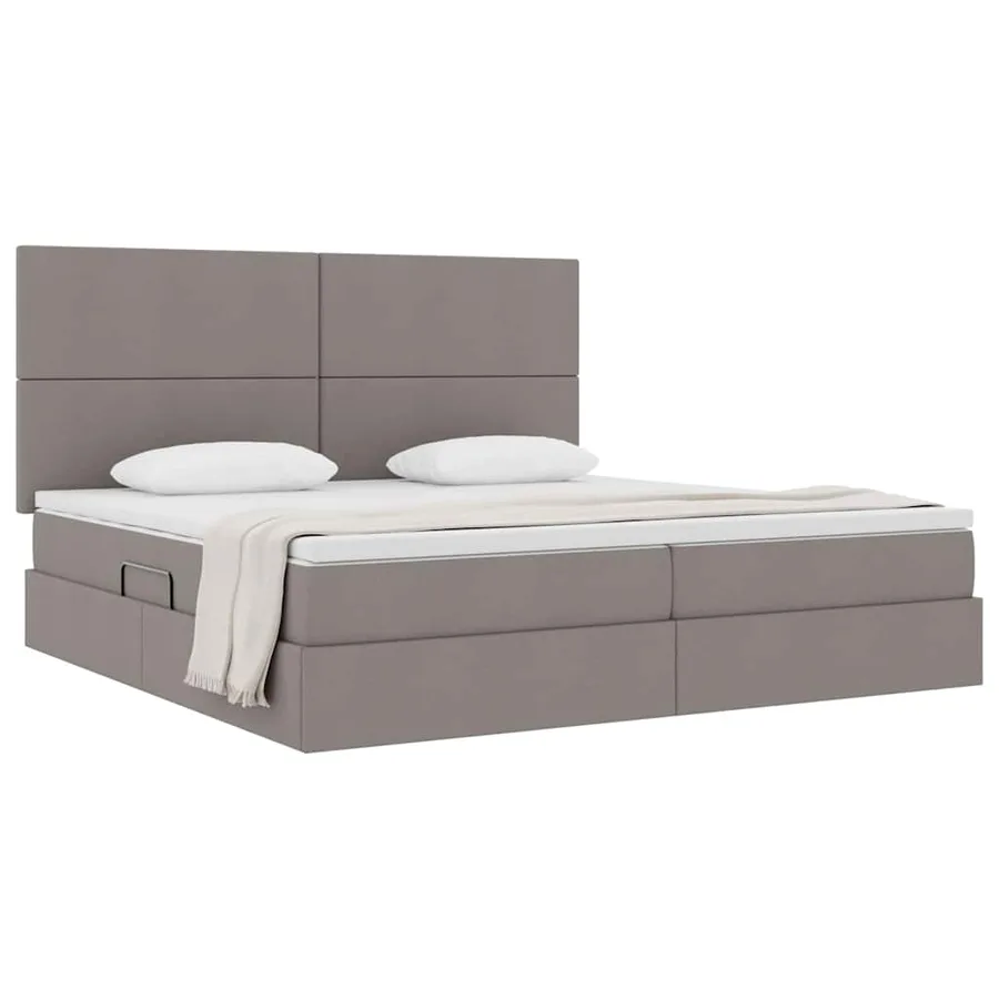 Lit avec rangement et matelas Taupe 200 x 200 cm tissu - 3