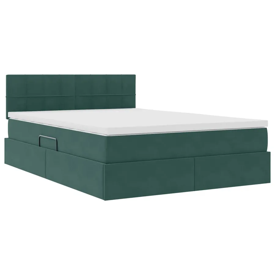 Lit de rangement LED avec matelas Vert foncé 140 x 190 cm - 6