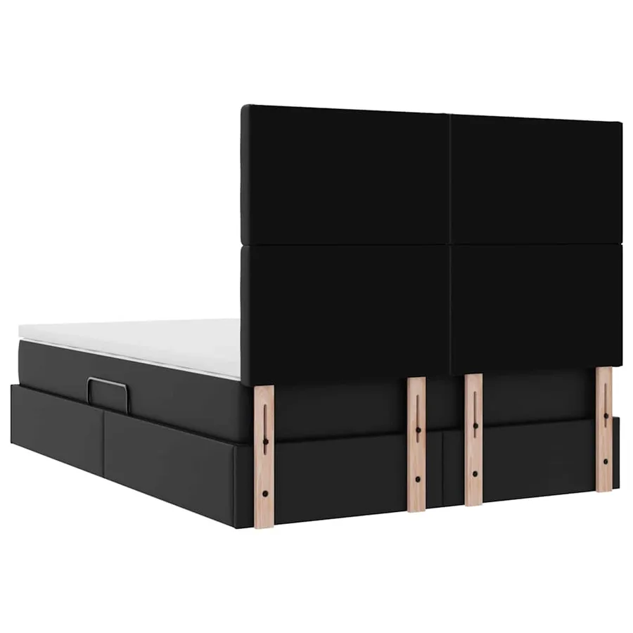 Lit avec rangement et LED Noir 140 x 190 cm Simili cuir - 12