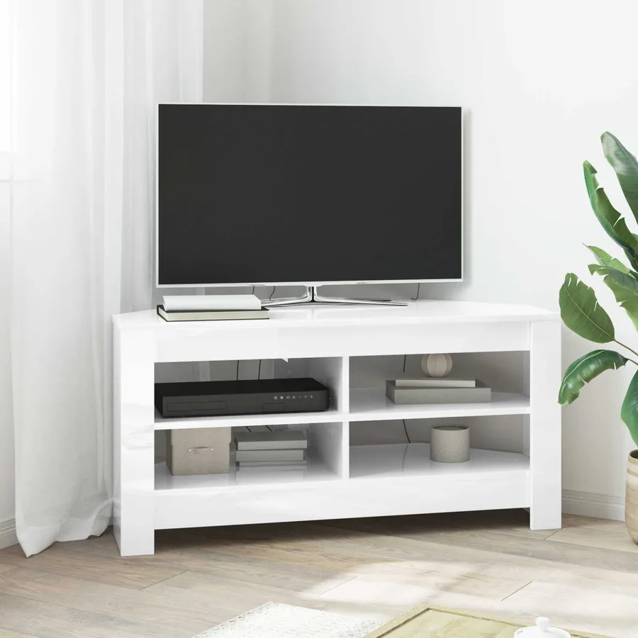 MeubleTVd'Angle Blanc brillant 102 x 40,5 x 45 cm