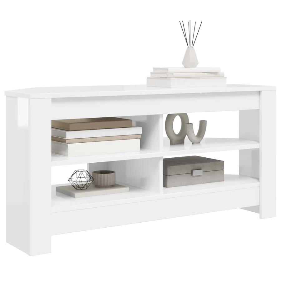 MeubleTVd'Angle Blanc brillant 102 x 40,5 x 45 cm - 3