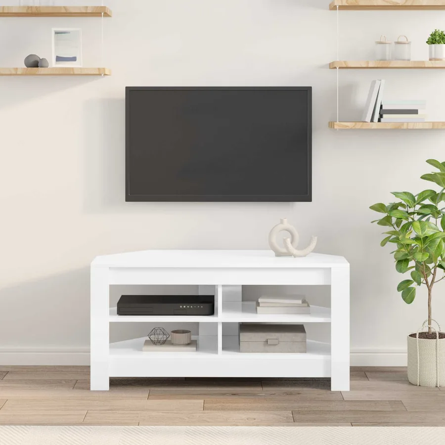 MeubleTVd'Angle Blanc brillant 102 x 40,5 x 45 cm - 4