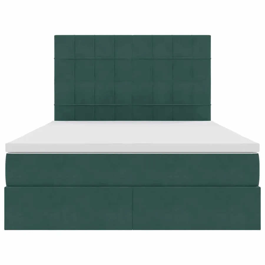 Lit avec rangement et matelas Vert foncé 140 x 190 cm Velours - 7