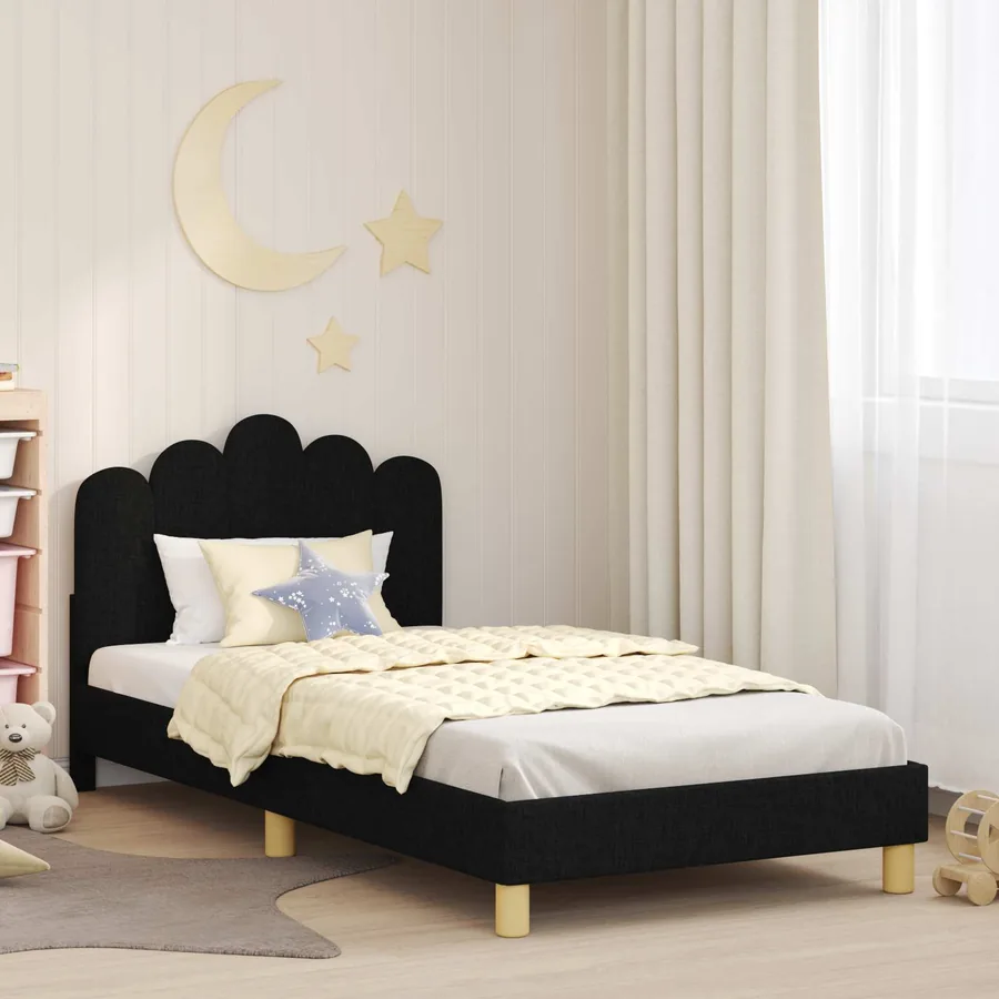 Cadre de lit pour enfants avec tête de lit Noir 80 x 200 cm