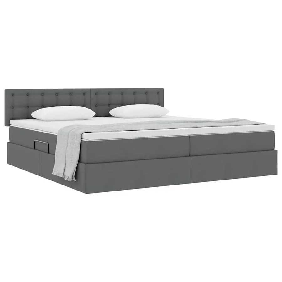 Lit avec rangement et matelas Gris foncé 200 x 200 cm - 3