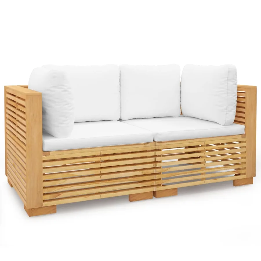 Canapés d'angle de jardin et coussins 2 pcs Bois teck massif - 2