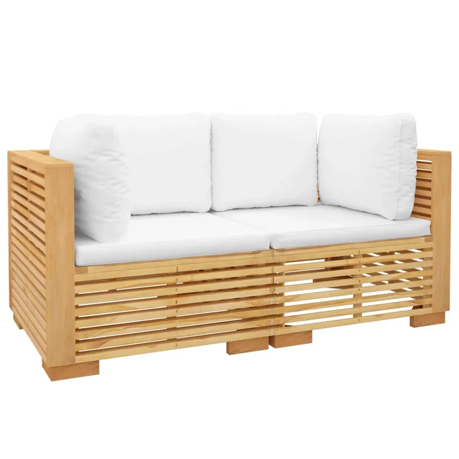 Canapés d'angle de jardin et coussins 2 pcs Bois teck massif - 3