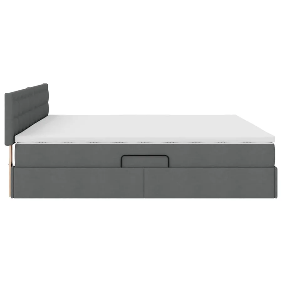 Lit de rangement LED avec matelas Gris foncé 200 x 200 cm Tissu - 11