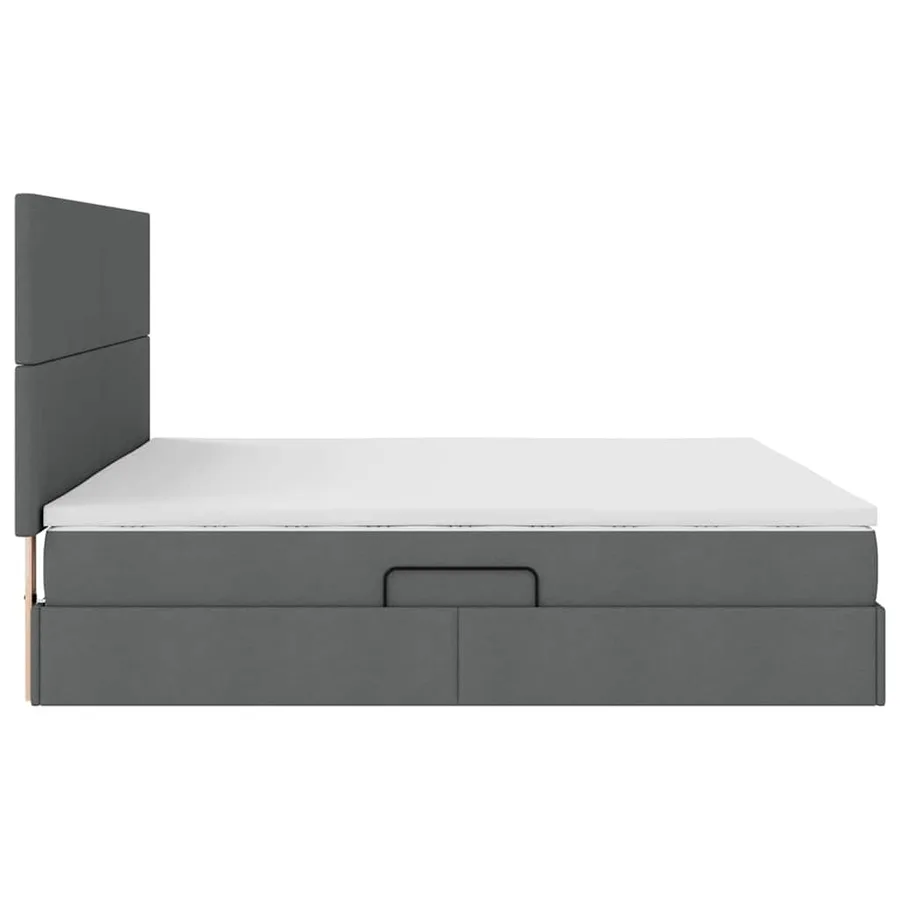 Lit de rangement LED avec matelas Gris foncé 200 x 200 cm Tissu - 11