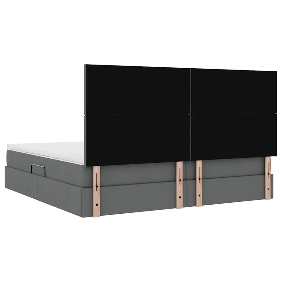 Lit de rangement LED avec matelas Gris foncé 200 x 200 cm Tissu - 12